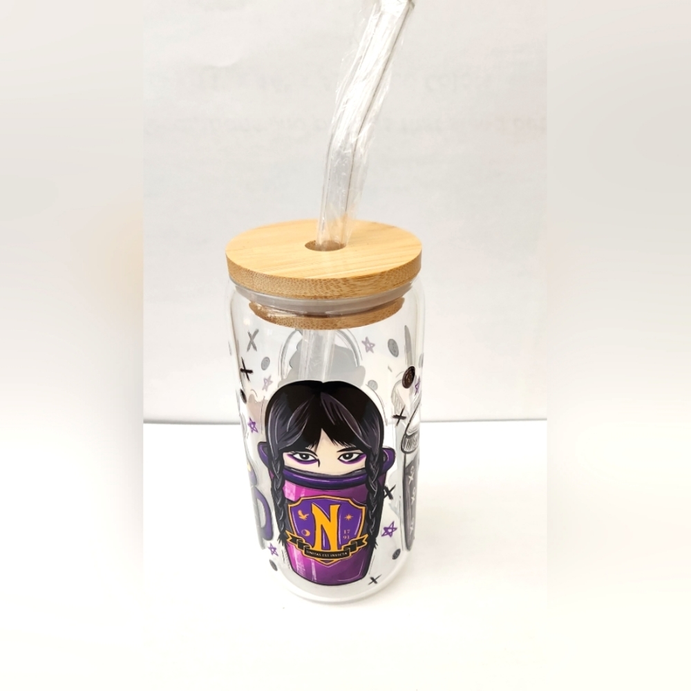 COPY - "Wednesday Addams" Custom Beer Can Glass